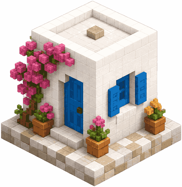 Small white voxel house from Voxel Game